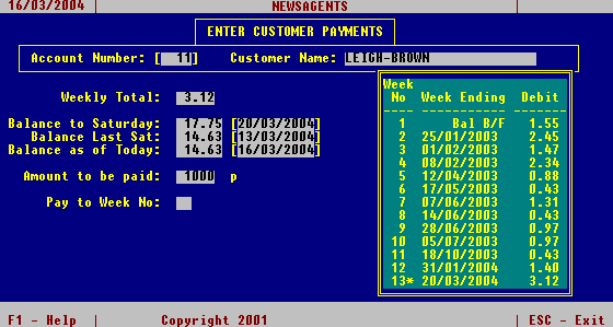 example of customer payment