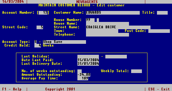 example of customer records